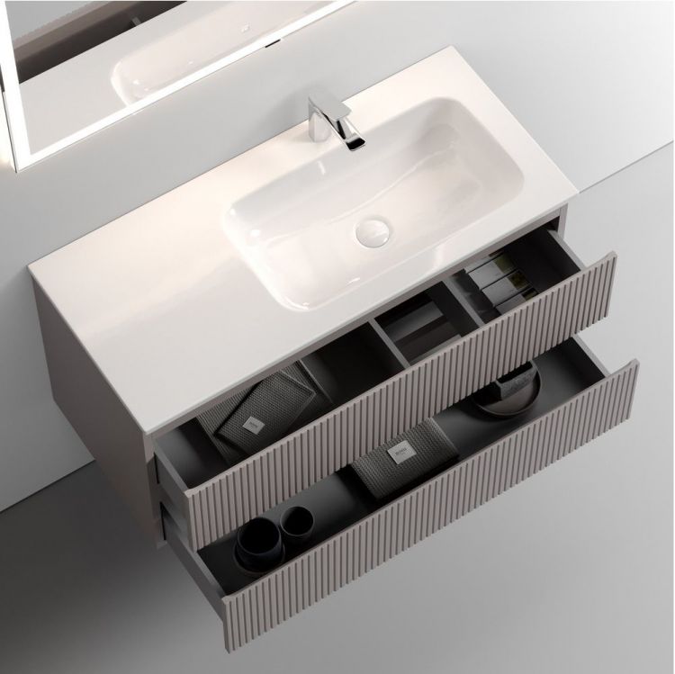 Тумба подвесная SANCOS под раковину Snob T правая, Doha Soft 995х445х500, SNT100RSM