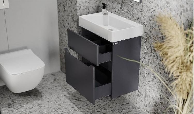 Тумба под раковину Raval Brik 55 Brk.01.55/P/A/RL подвесная Антрацит