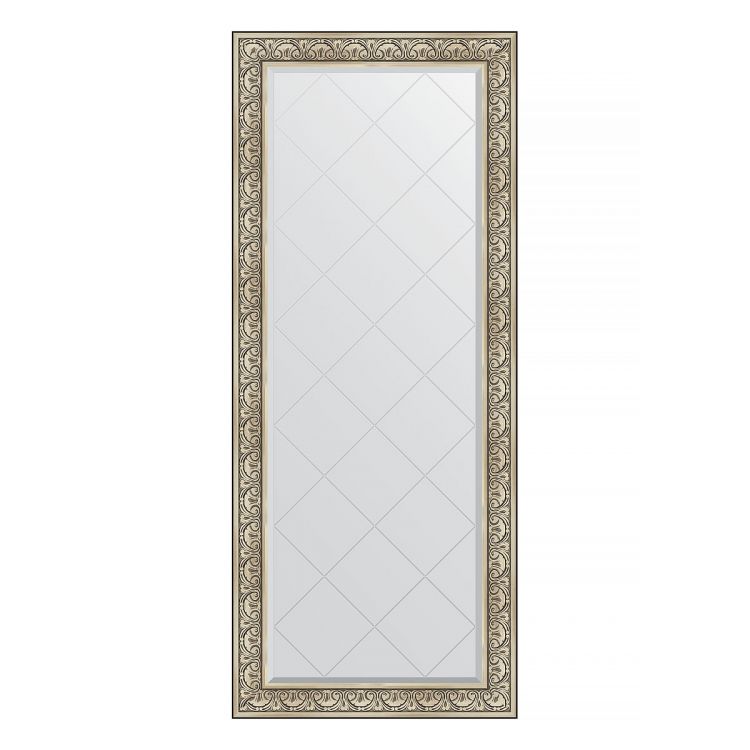 Зеркало EVOFORM  EXCLUSIVE-G FLOOR BY 6334 85x205 барокко серебро 106 мм пристенное напольное с гравировкой в багетной раме