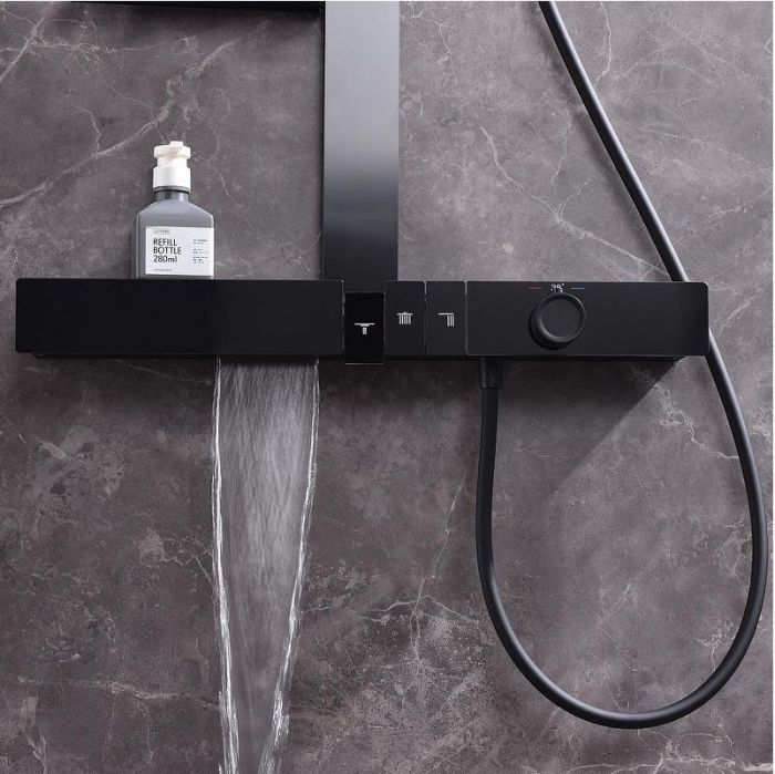 Душевая система Black&White Gravity GH-9005-BM 9005 с термостатом цвет Черный матовый
