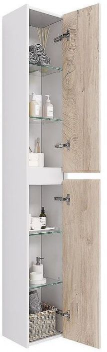 Шкаф пенал Dreja Slim 30 99.0504 Дуб кантри Белый глянец