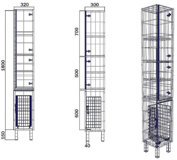 Шкаф пенал SanVit Авеню-3 К 32 pavenu3w с бельевой корзиной Белый глянцевый