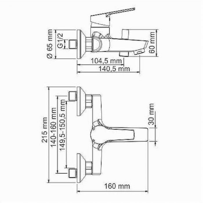Смеситель для ванны WasserKRAFT Rhin 4401 Хром