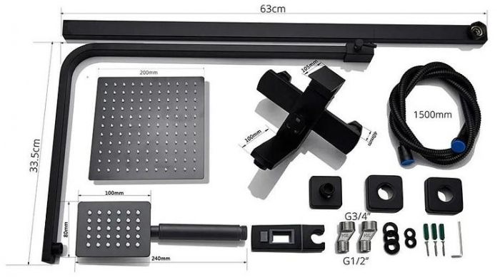 Душевая система D-Lin D10A03 цвет Черный