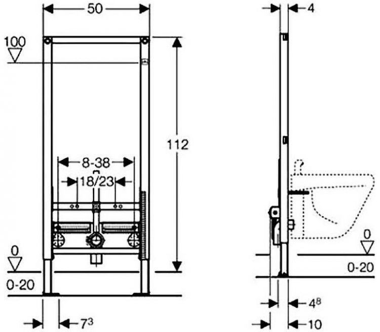 Инсталляция Geberit Duofix 111.520.00.1 для биде без угловых фитингов