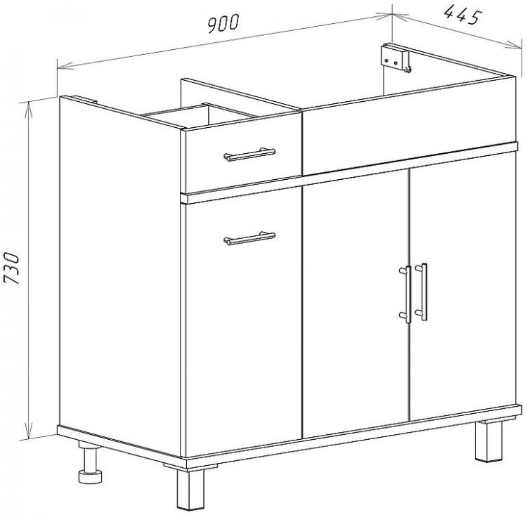 Тумба с раковиной Misty Купер 90 R УТ000011592 с бельевой корзиной Белая