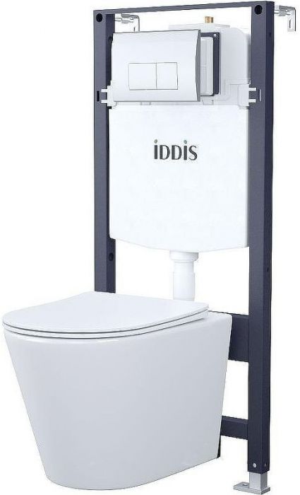 Комплект унитаза с инсталляцией Iddis Basic BASC010i73 с сиденьем Микролифт и клавишей смыва Хром