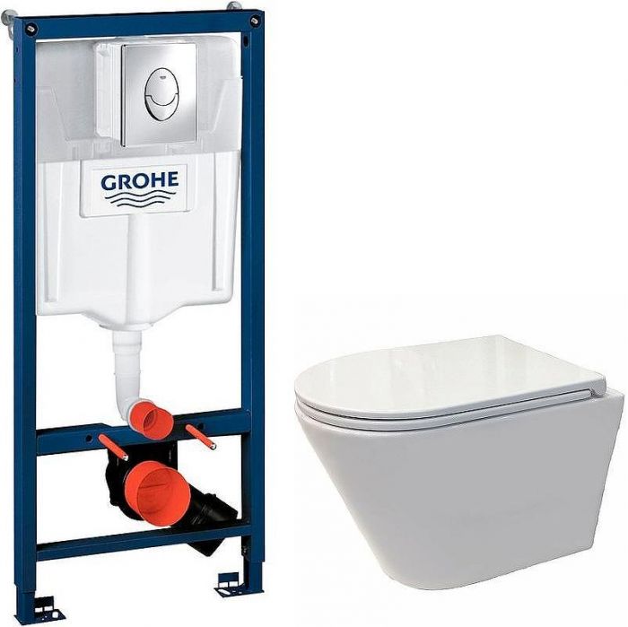 Комплект унитаза Koller Pool Orion OR-0515-RW с инсталляцией Grohe Rapid SL 38721001 с сиденьем Микролифт и клавишей смыва Хром