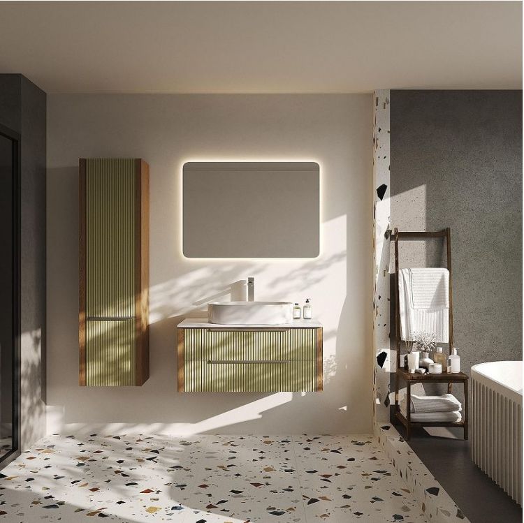 Шкаф пенал ЗОВ Валенсия 45 PVZ цвет Зеленый тростник