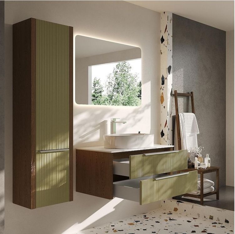 Шкаф пенал ЗОВ Валенсия 45 PVZ цвет Зеленый тростник