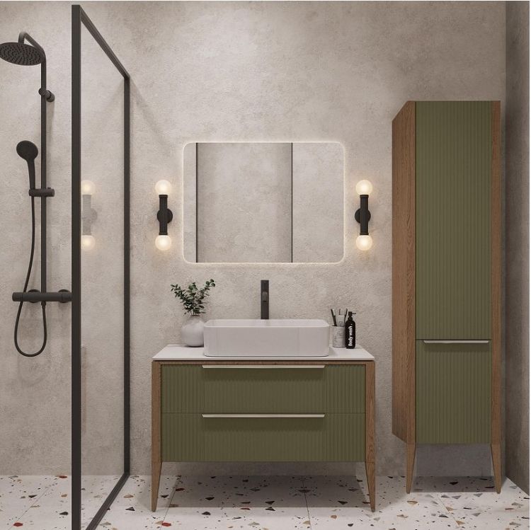 Шкаф пенал ЗОВ Валенсия 45 PVZ цвет Зеленый тростник