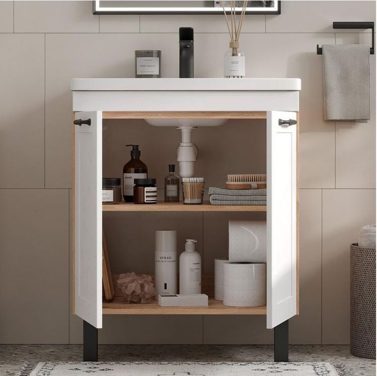 Тумба под раковину Equil Lago 80 tnLAGO80.2D-04 цвет Белый Дуб сонома