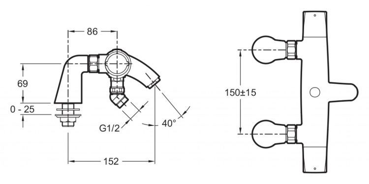 Смеситель для ванны с душем Jacob Delafon Elevation E18875-CP
