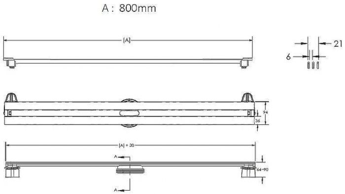 Душевой лоток Berges Super Slim 800 091154 с решеткой Хром глянец