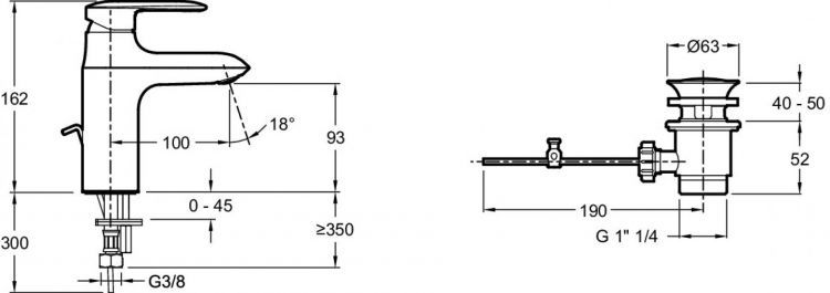 Смеситель для раковины Jacob Delafon Kumin E99444-CP, хром
