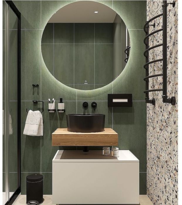 Комплект мебели для ванной STWORKI Ольборг 80 482712 подвесная Белая матовая Дуб французский