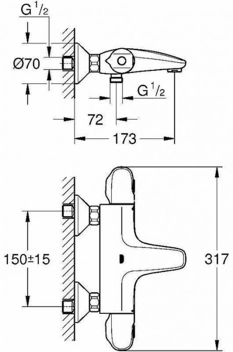 Смеситель для ванны Grohe Grohtherm 1000 New 34816003 с термостатом Хром
