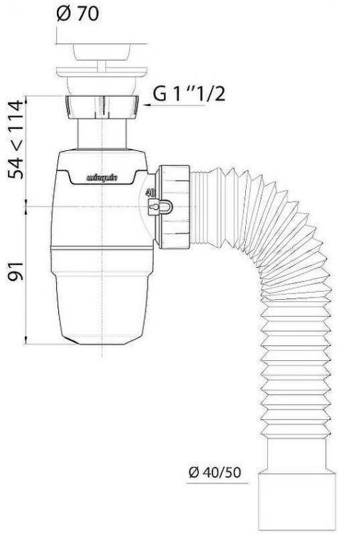 Сифон для кухонной мойки Wirquin Neo 30987067 Нержавеющая сталь