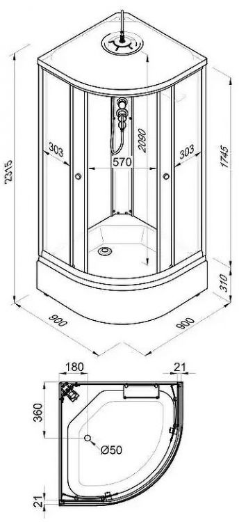 Душевая кабина Triton Ультра 90x90 Щ0000061849 без гидромассажа