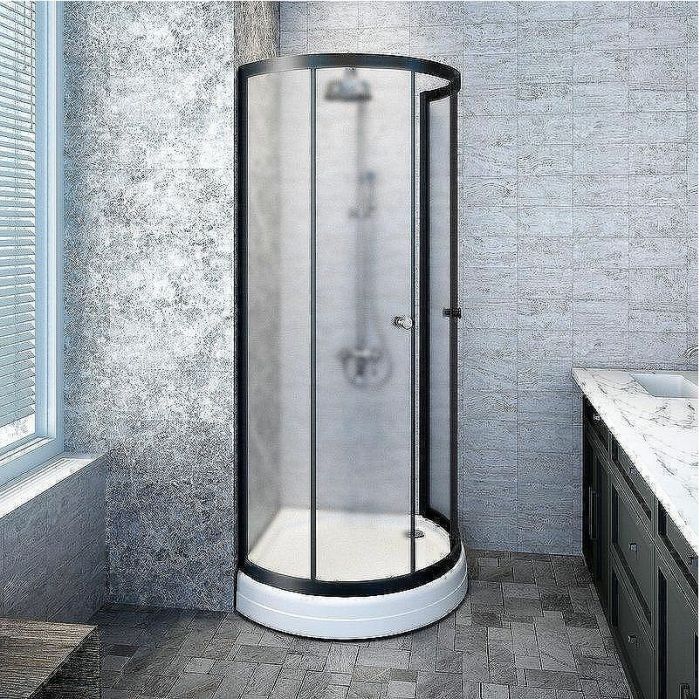 Душевой уголок Radomir Стронг 90x90 1-03-6-0-0-1801 профиль Черный стекло матовое