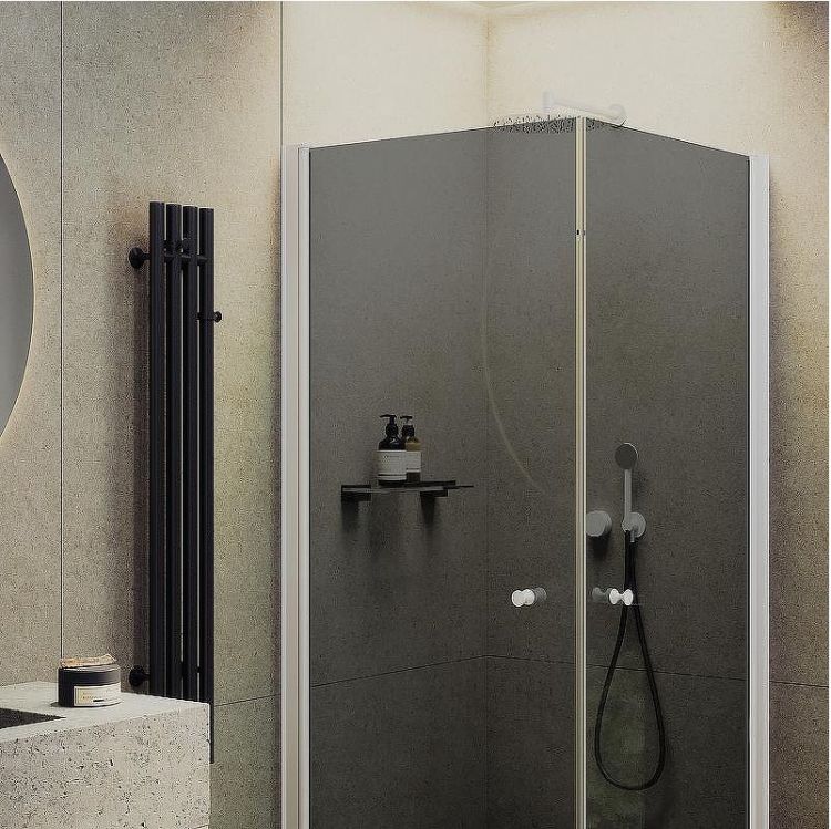 Душевой уголок Maybah Glass MGY-1296-1 800x800x1980 на монопетлях Белый стекло графитовое