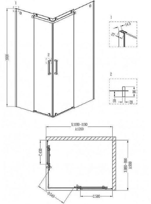 Душевой уголок Grossman Cosmo 120х90 R GR-1120R профиль Хром стекло прозрачное