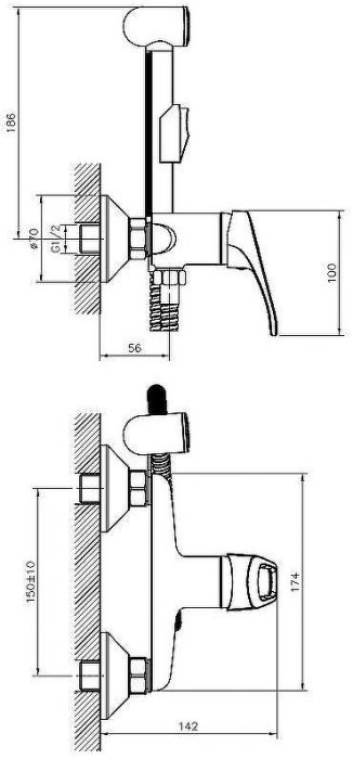 Гигиенический душ со смесителем Decoroom DR21058 Хром