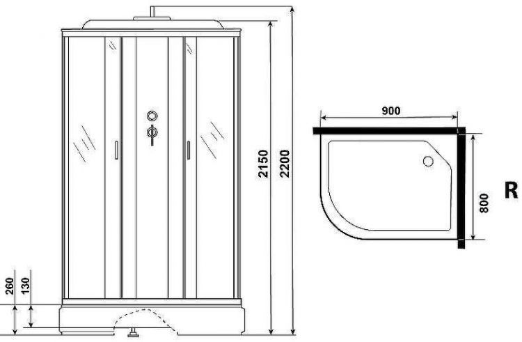 Душевая кабина Niagara Classic 90х80 R NG-33984-14RF с гидромассажем