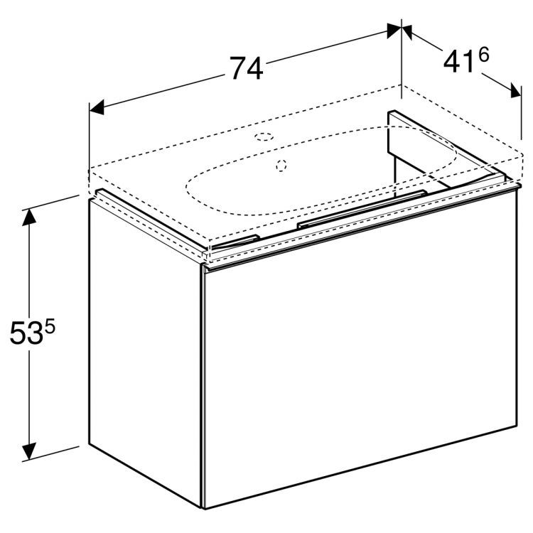 Тумба под раковину Geberit Acanto Compact, 74x42, лавовый [500.615.JK.2]
