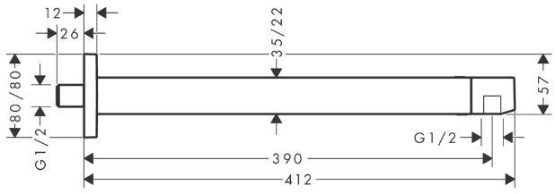 Hansgrohe Pulsify E Держатель верхнего душа 39см., настенный, цвет: черный матовый