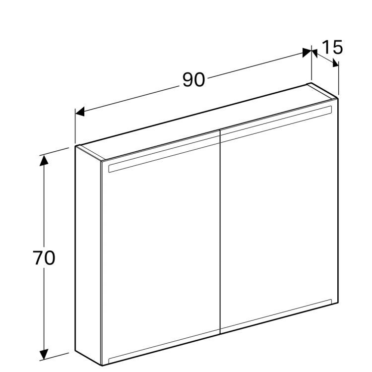 Зеркальный шкафчик Geberit Option с подсветкой 90х70х15 [500.583.00.1]