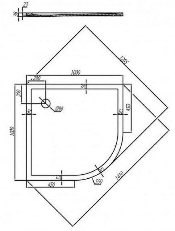 Душевой поддон из искусственного камня Aquaton Калифорния 100x100 1A715436CA010 Белый