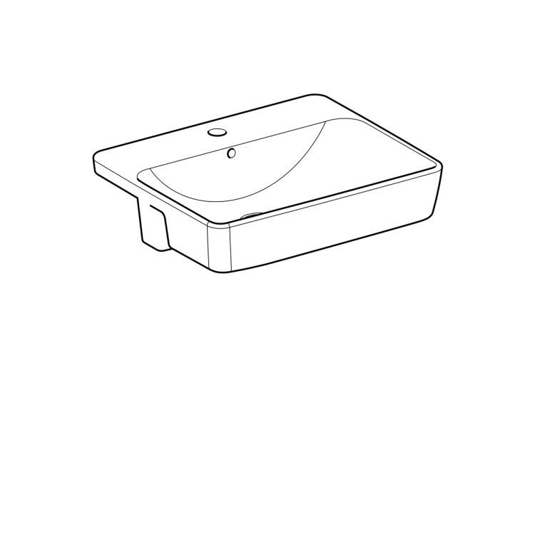 Раковина Geberit VariForm полувстраиваемая квадратной формы, 55х45 см, с отв. под смеситель, с отв. перелива [500.681.01.1]