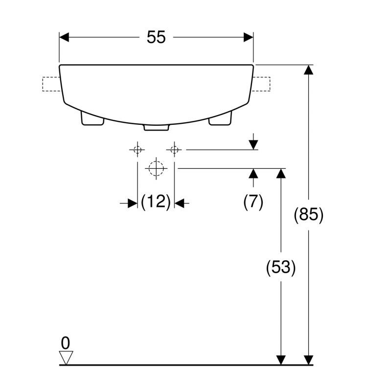 Раковина Geberit VariForm полувстраиваемая квадратной формы, 55х45 см, с отв. под смеситель, с отв. перелива [500.681.01.1]