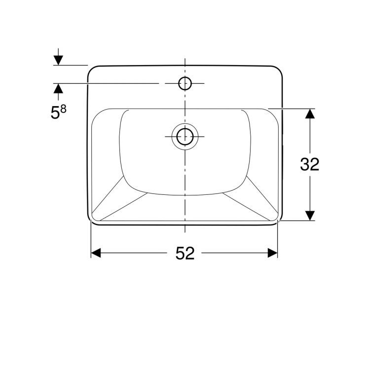Раковина Geberit VariForm полувстраиваемая квадратной формы, 55х45 см, с отв. под смеситель, с отв. перелива [500.681.01.1]
