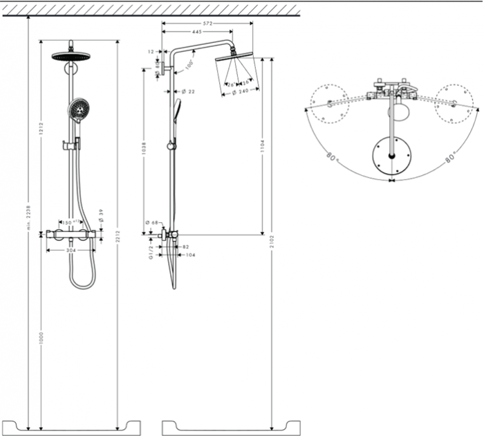 Hansgrohe Raindance Select S 240 Showerpipe Душевая система с термостатом, цвет: хром