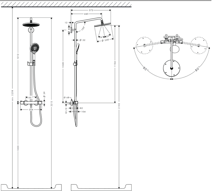Hansgrohe Raindance Select S 240 Showerpipe Душевая система с термостатом, цвет: хром