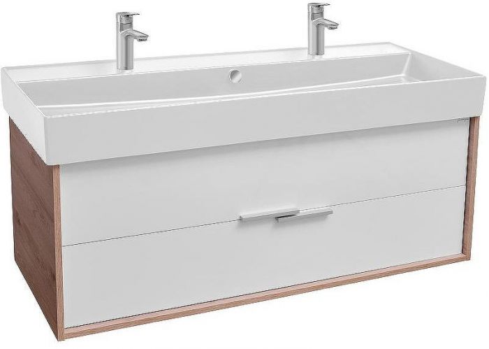 Тумба под раковину Jacob Delafon Vivienne 120 EB1669-E75-J5 подвесная Белая глянцевая Дуб давос натуральный
