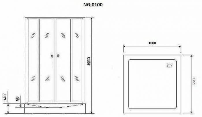 Душевой уголок Niagara Nova 100х100 NG-0100-14 профиль Черный стекло прозрачное