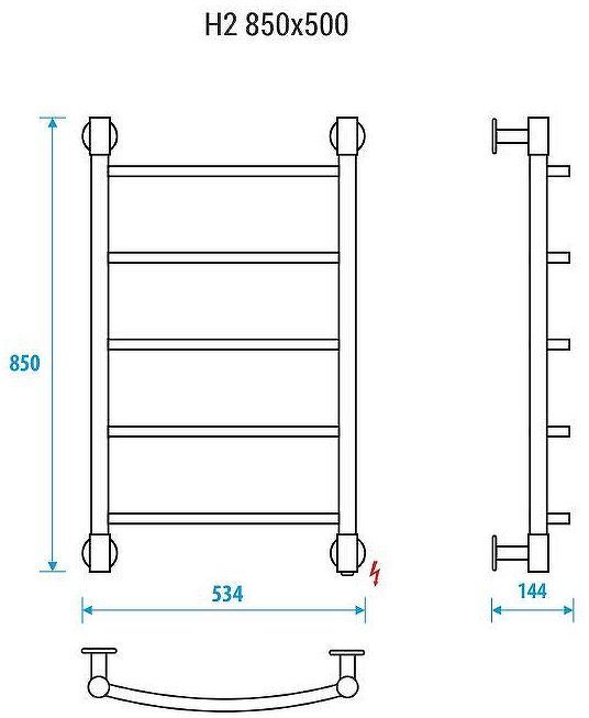 Электрический полотенцесушитель Energy H2 850x500 EETR0000H28550R905M Черный матовый