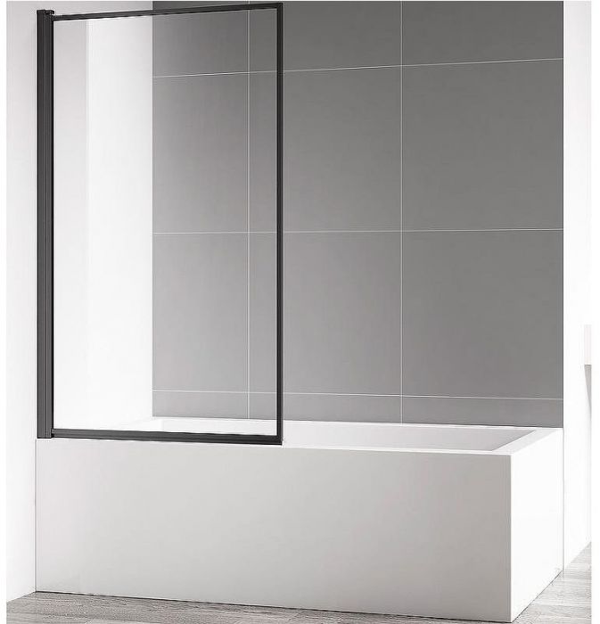 Шторка на ванну AQUAme 80 L AQM2859-L профиль Черный матовый стекло прозрачное