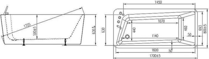Акриловая ванна Orans BT-NL609BL 170х80 L 609BL без гидромассажа
