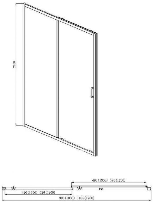 Душевая дверь Aquatek 100 AQ ARI RA 10020CH профиль Хром стекло прозрачное