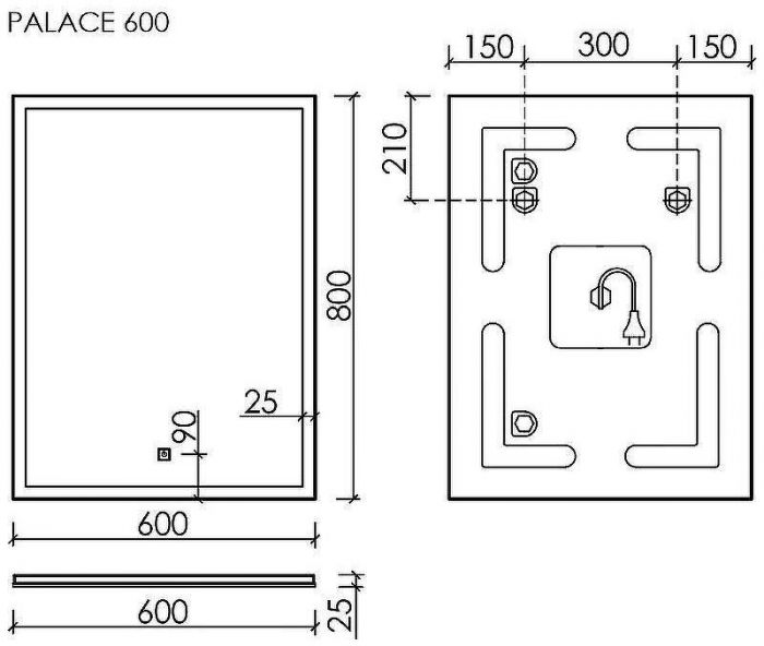 Зеркало Sancos Palace 60 PA600 с подсветкой с сенсорным выключателем
