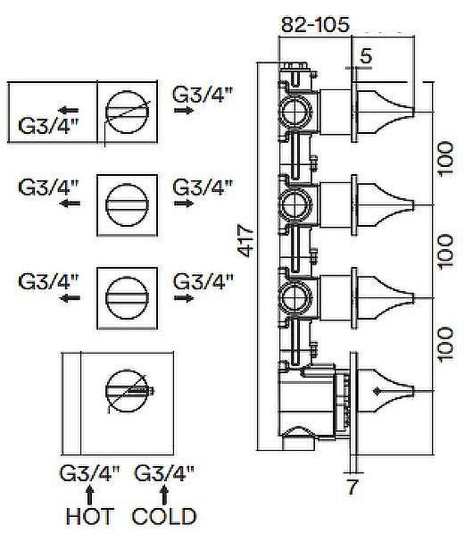 Скрытая часть для смесителя Bossini Z030210000 G 3/4
