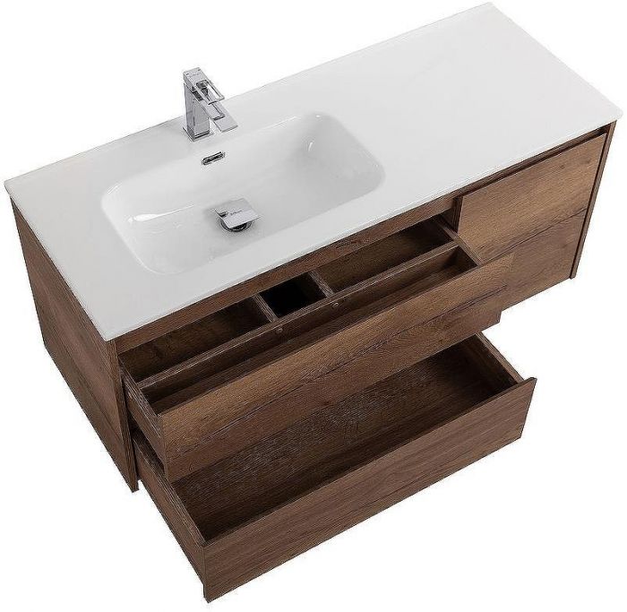 Тумба под раковину BelBagno Kraft 100 L KRAFT-1000-2C-1A-SO-RT-L подвесная Rovere Tabacco