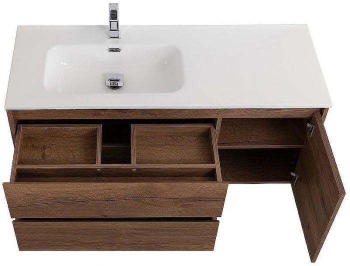 Тумба под раковину BelBagno Kraft 100 L KRAFT-1000-2C-1A-SO-RT-L подвесная Rovere Tabacco