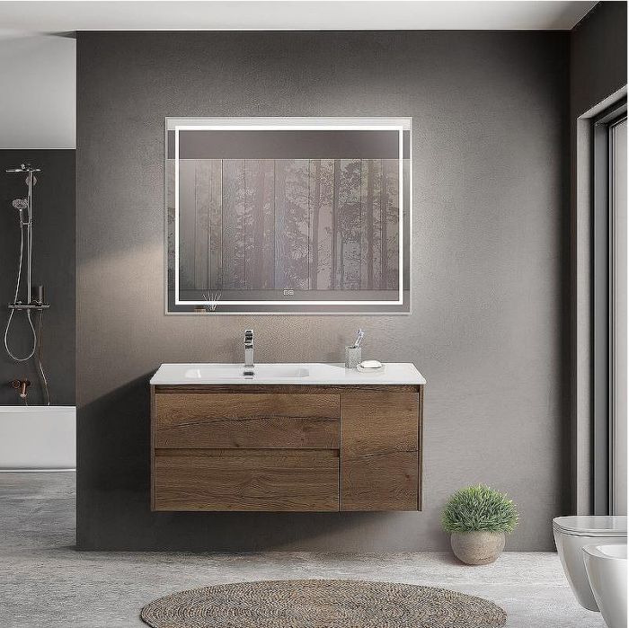 Тумба под раковину BelBagno Kraft 100 L KRAFT-1000-2C-1A-SO-RT-L подвесная Rovere Tabacco