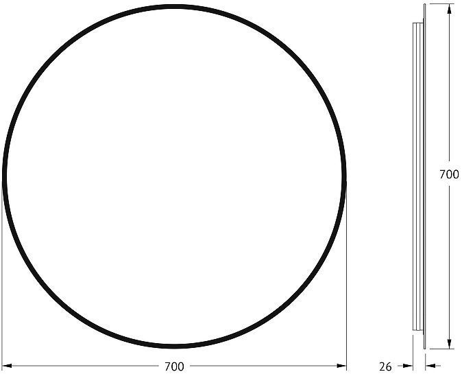 Зеркало Defesto Aura 70х70 DF 2984 с подсветкой 18W-4500K/Без выключателя/Нейтральный белый свет/Черная рама