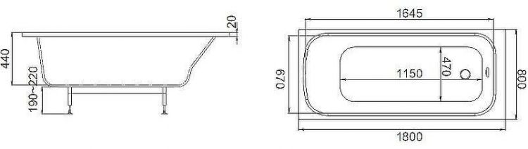 Ванна из искусственного камня Jacob Delafon Elite 180x80 E6D363RU-00 без гидромассажа